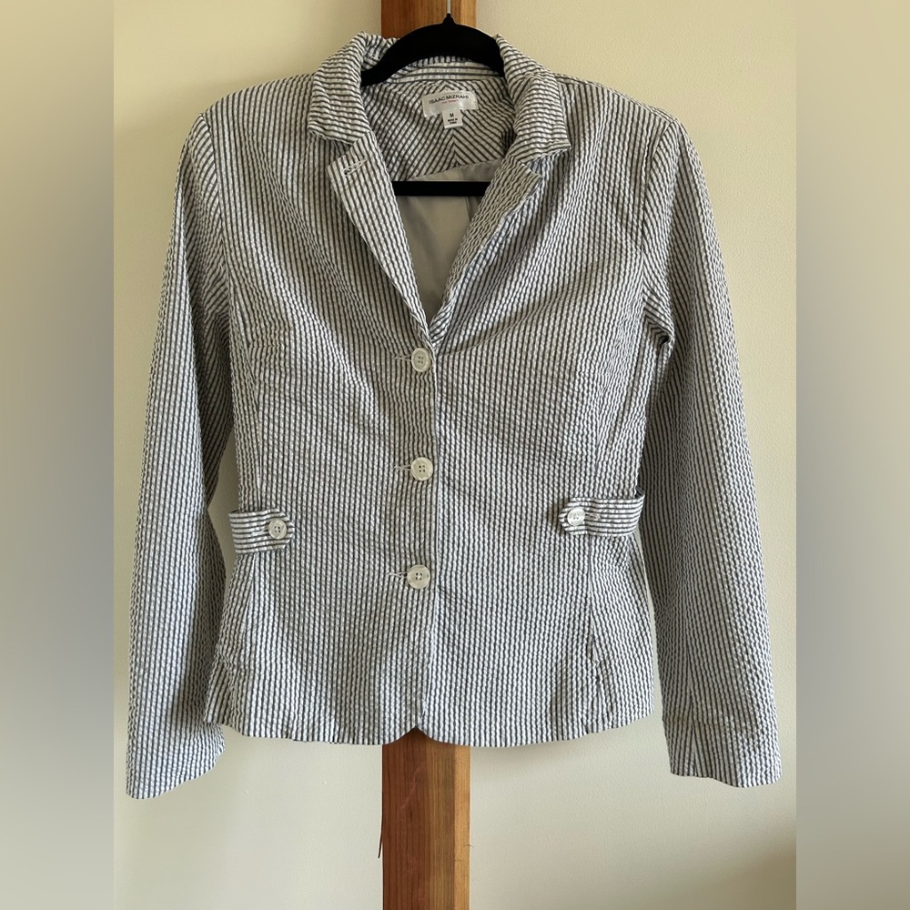 Isaac Mizrahi Blue and White Striped Blazer